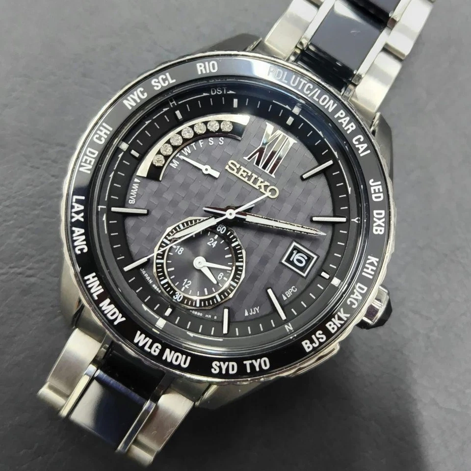 Reloj Radio Solar Seiko Brightz SAGA173 8B54-0BD0 Gris Acero Inoxidable Cerámica Foto 2 de 4