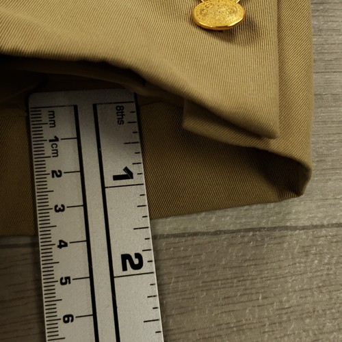 LL Bean Blazer Mens 43R Relaxed Fit Tan Two Button Gold Logo Buttons Single Vent - Picture 17 of 17