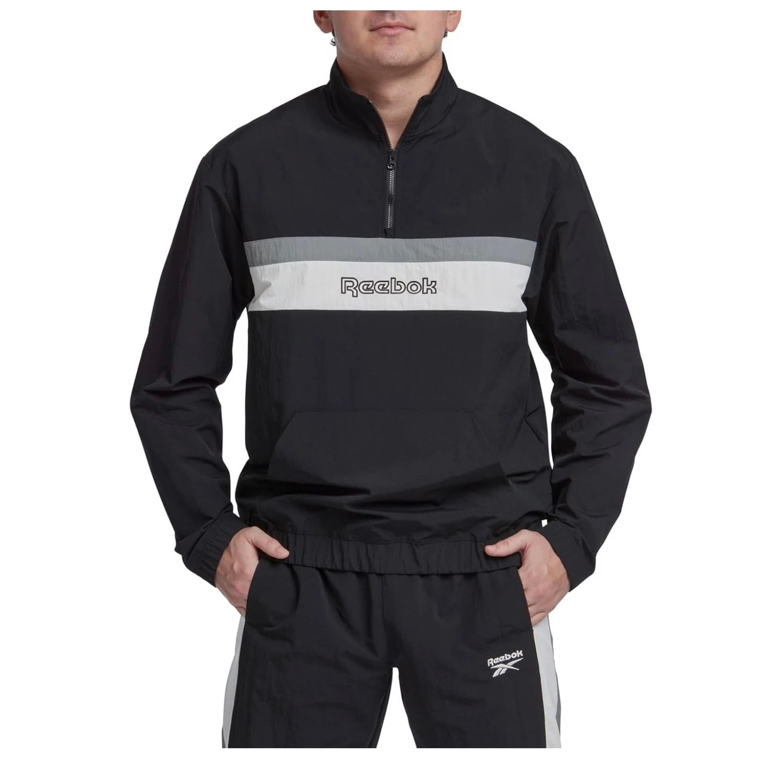 Reebok Men Windbreaker Coat XXL Black # H560