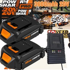 2PACK For Worx WA3575 20V PowerShare 2.0 Ah Battery / Charger 20 Volt WA3520
