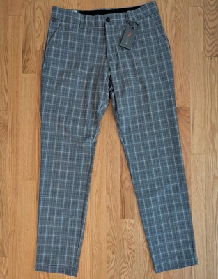 Kjus Men's Ike Plaid Texture Tailored Fit Golf Pants Gray 34 X 32 MG20-L06 NWT 