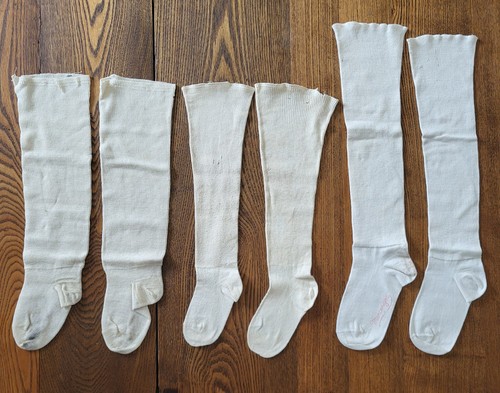 ANTIQUE BABY CHILDS TODDLER WHITE SOCKS VICTORIAN EDWARDIAN SIZE 3.5", 4, 5".