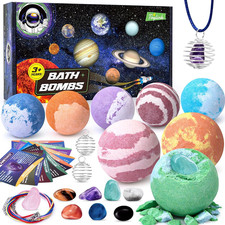 Galaxy Bath Bombs for Kids with Surprise Inside Space Toys, 8 Pack Planet Bath B