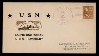 DR WHO 1941 USS BLAKELY/USS HUMBOLDT NAVY SHIP LAUNCH PREXIE R64837