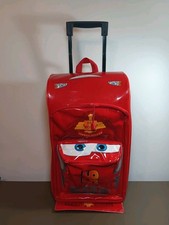 Disney Pixar Cars Lightning McQueen Rolling Luggage Bag Suitcase 3D Pre-Owned