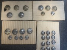 Lot of Vintage Fire Brigade buttons on card - AFS, NFS, Lancashire, Blackburn