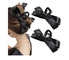 Bow Claw Clips, Matte Silky Satin Bows for Thin, Thick, or Curly Hair NIP