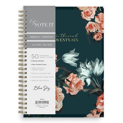 Blue Sky Life Note It 2026 Weekly and 5.875'' x 8.625'', Dania Dark- 2026 