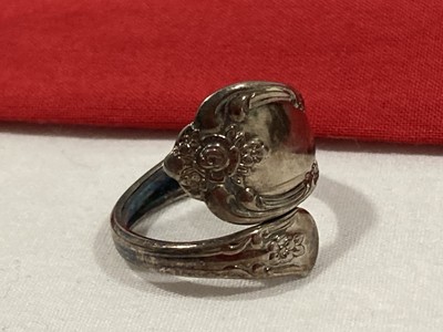 Vintage WMA ROGERS ONEIDA LTD Silber Platte Blumenmotiv LÖFFEL BYPASS RINGGRÖSSE 7