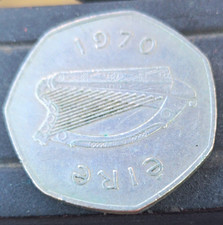 Ireland Decimal 50p Coin 1970 Éire (Irish Fifty Pence) Uncertified