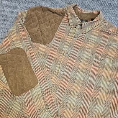 RedHead Mens 2XLT Plaid Flannel Shooting Shirt Shoulder Elbow Patches Button