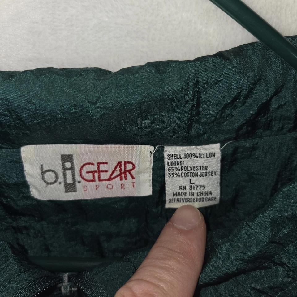 Vintage Womens Green Satin Full Zip Windbreaker Jacket Large B. I. Gear Sport - Image 4 of 4