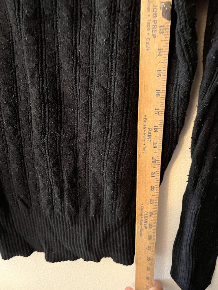 American Eagle V Neck Knitted Hoodie Womens Size XL Black Cable - Image 4 of 4