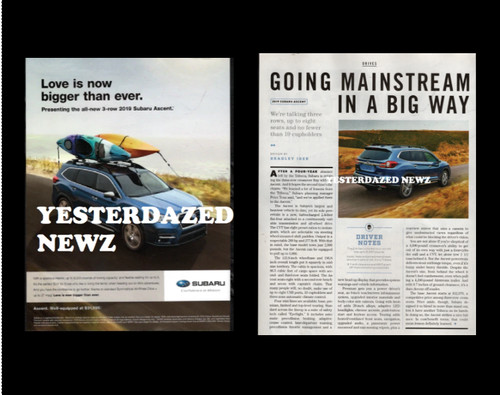 Lot of 2: 2019 Print Ad for Subaru Ascent "Confidence in Motion" + Review