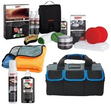 SONAX PremiumClass Lederpflege CarnaubaCare Reiniger Set Hartwachs Reiniger Pads