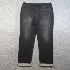 J Jill Pants Womens Large NWT Pull On Jeggings Straight Leg Cuffed Bankle Black