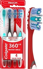 Medium Toothbrush 4-Pack for Adults with Tongue and Cheek Cleaner, Advanced