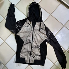 UFC Venum Hoodie Authentic Fight Week Men’s Large Gray Black Full Zip Jacket