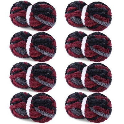 Hombys 8 Pack Giant Chunky Yarn for 8 Pack, Wine Red,Black,Grey 