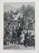 1880 View Of Saami People In Lapland Original Antique Print