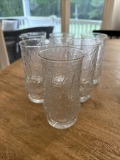 1 Vintage Anchor Hocking Rainflower Flat Tumbler Ice Tea Glass 16 Oz