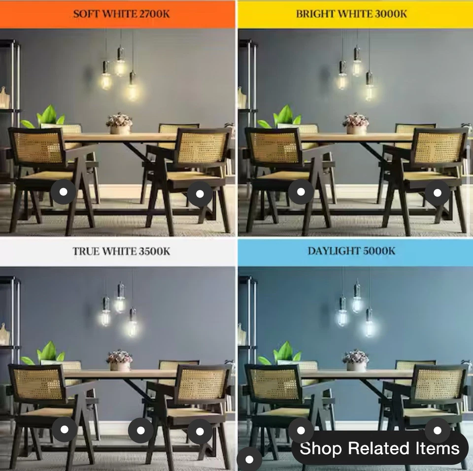 4-PK Feit Electric LED Light Bulb Dimmable Vintage Edison 60W Equivalent ST19 - Image 2 of 4