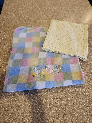 Vtg Parent's Choice Baby Blanket Pastel Check Patchwork Bear Duck & Floral Lot