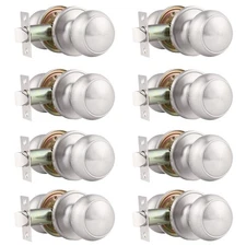 Probrico 8-Pack Satin Nickel Passage Door Knobs Keyless Handle Hall Closet