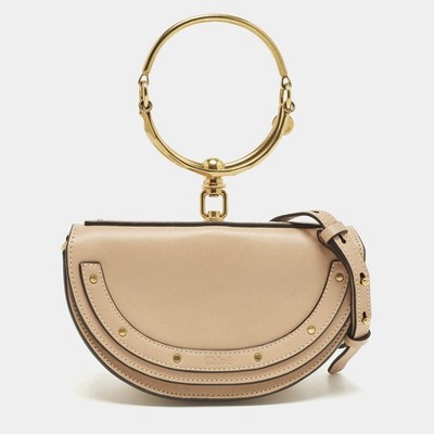 Chloe Nile Bracelet Small Beige Leather Minaudiere Bag