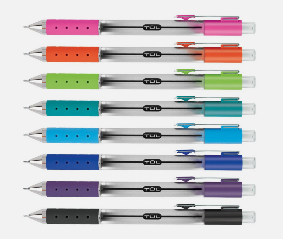 2 pack - Retractable Gel Pens, Needle Point, 0.5 mm, Gray Barrel