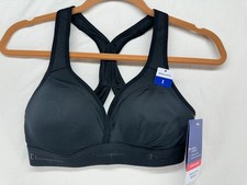 Champion The Curvy Sports Bra C Logo V Neck Racerback Molded Cups Black Size S
