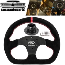 Suede Leather Steering Wheel + Hub Adapter For Thrustmaster T500 T300  TS-PC TX