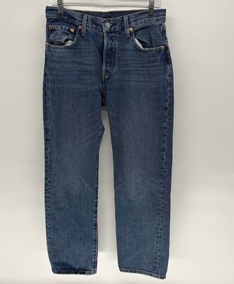Levi's 501 Premium Jeans Button Fly Big E Straight Leg Blue Denim Women 27X30