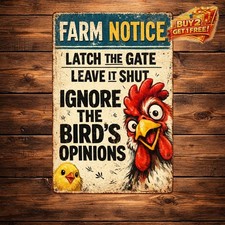 Chicken Keep Gate Closed No Matter What 8x12 Metal Tin Wall Sign Decor