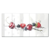 Wanduhr Aus GehäRtetem Glas Glas-Wanduhr Waldbeeren WeißE Zeiger 60X30 Cm
