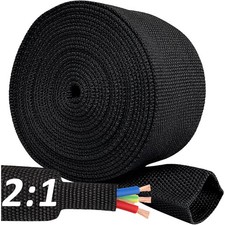 20 FT 1 inch 2:1 Heat Shrinkable Braided Sleeving Heat Shrink Sleeve Abrasion...