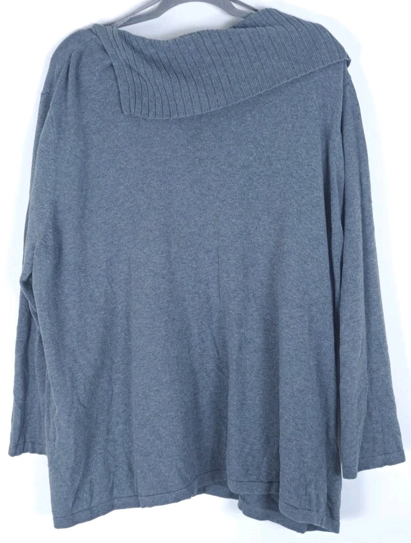 Catherine's Split Button Cowl Neck Sweater 2X Gra… - image 5
