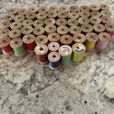 Lot of  54~Vintage Wooden Thread Spools