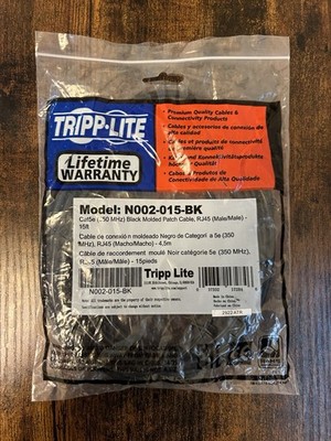 Tripp Lite N002-015-BK Cat5e 350MHz Molded Patch - 15 ft. Ethernet Cable