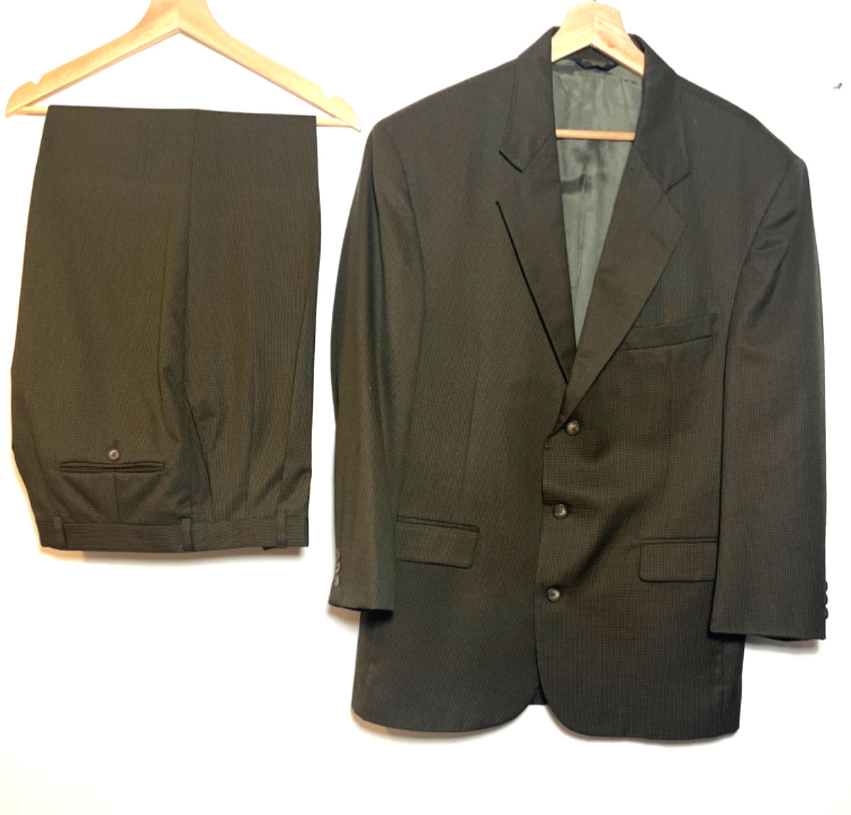 Cellini Mens 42R Sport Jacket & Pants Dress Suit Brown & Black Check Design