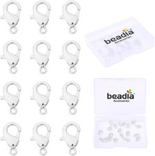 BEADIA Silver Plated Lobster Clasps Non Tarnish 12Mm 20Pcs for Jewelry Making Fi