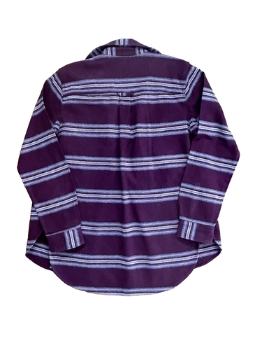 Duluth Trading Co shacket donna viola righe tasche flanella pesante L - Foto 3 di 5