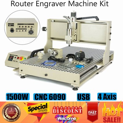 1.5KW VFD CNC 6090 4 Axis Engraving Milling Drilling Machine Engraver USB Port