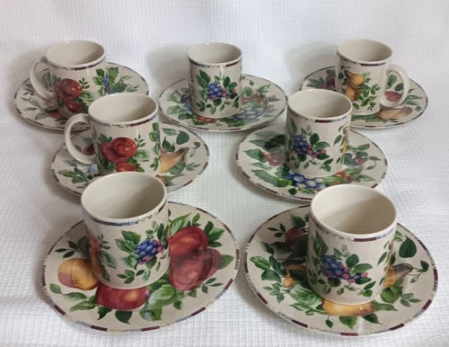 14 Sakura Oneida Sonoma Excell Fruits Mugs bread dessert stoneware Round Plates