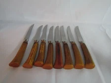 VTG Westall Richardson Stainless Steak Knife Set of 8 Bakelite Handles Sheffield