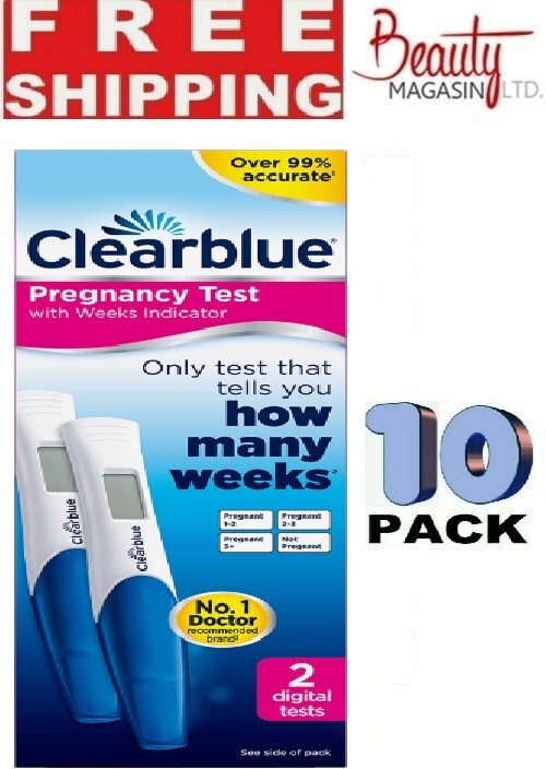 10-Pack Clearblue Digital with Weeks Indicator Pregnancy Test- 2 Counts (20Test)