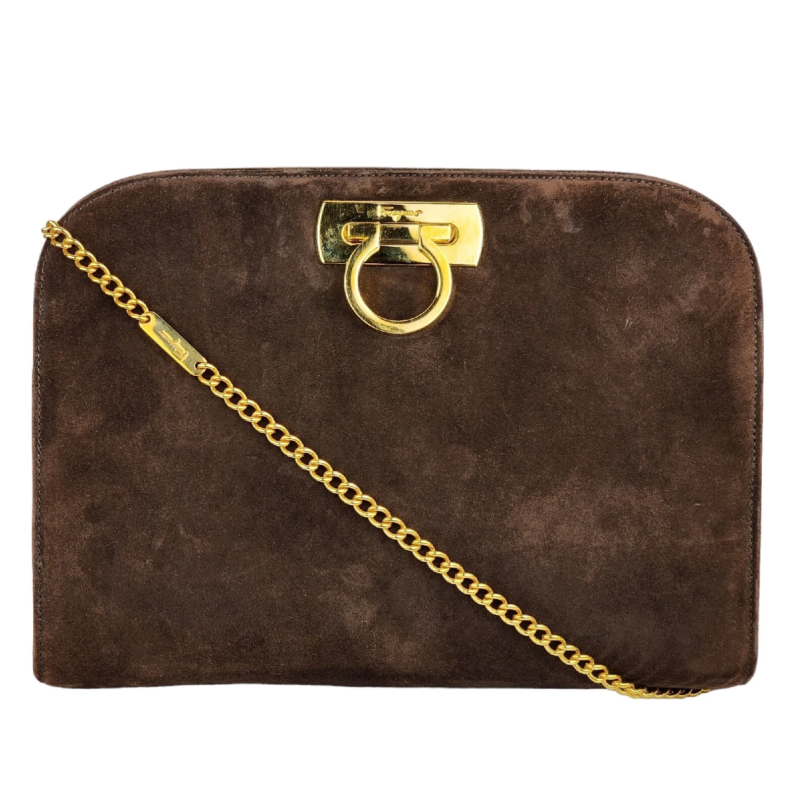Ferragamo — Vintage Suede Salvatore Ferragamo Diana Spencer Clutch Bag