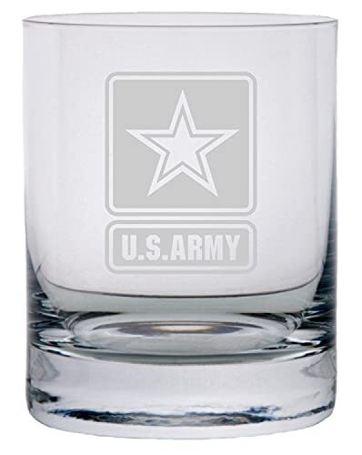 United States Army United States Military Etched 11oz Crystal Rocks Whisky Glass-image