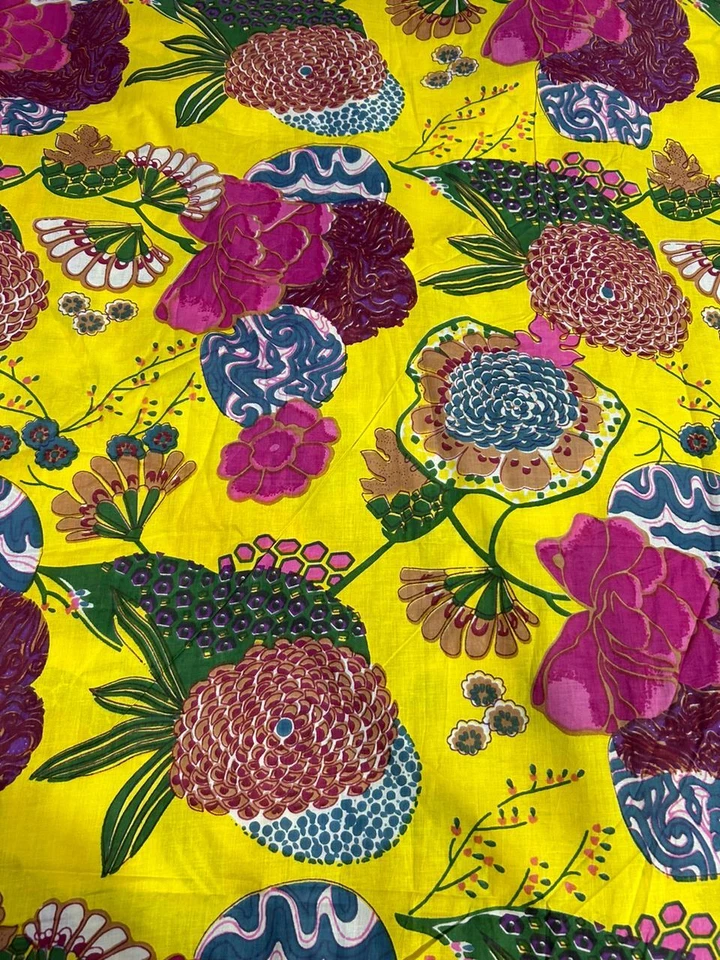 Tissu à coudre imprimé floral indien bloc de main 100 % coton par cour - Photo 1/4