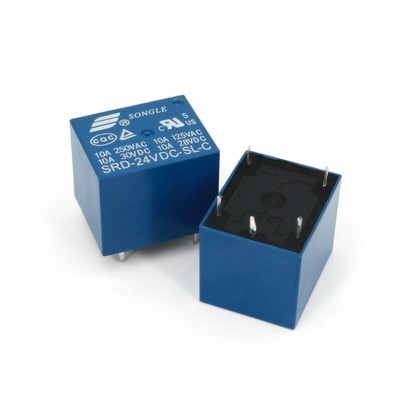 100Pcs DC24V SRD-24VDC-SL-C Blue 5Pin PCB Mount 10A SPDT Mini Power Relay